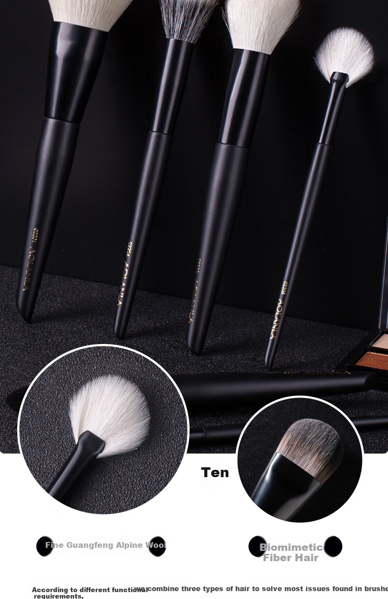 AOLANLA Ink Shadow Makeup Brush Set 13-Piece Foundation Eyeshadow Blush Brushes Portable Beauty Tools Holiday Gift 5