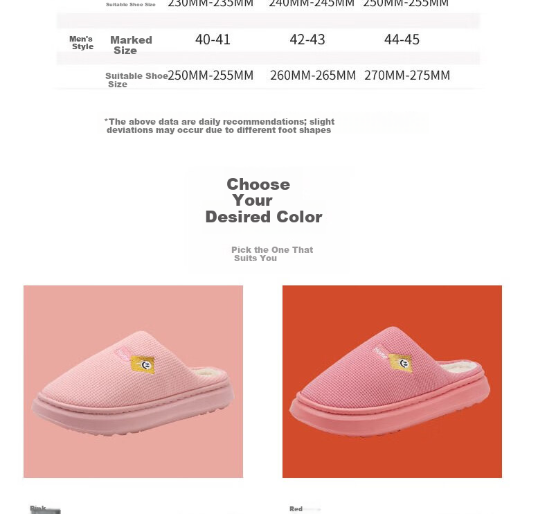 Huamei Jianbu Solid Color Half-Cover Cotton Slippers Unisex Warm Fleece Indoor Outdoor Cotton Slippers HM2506 Red Size 38-39 5