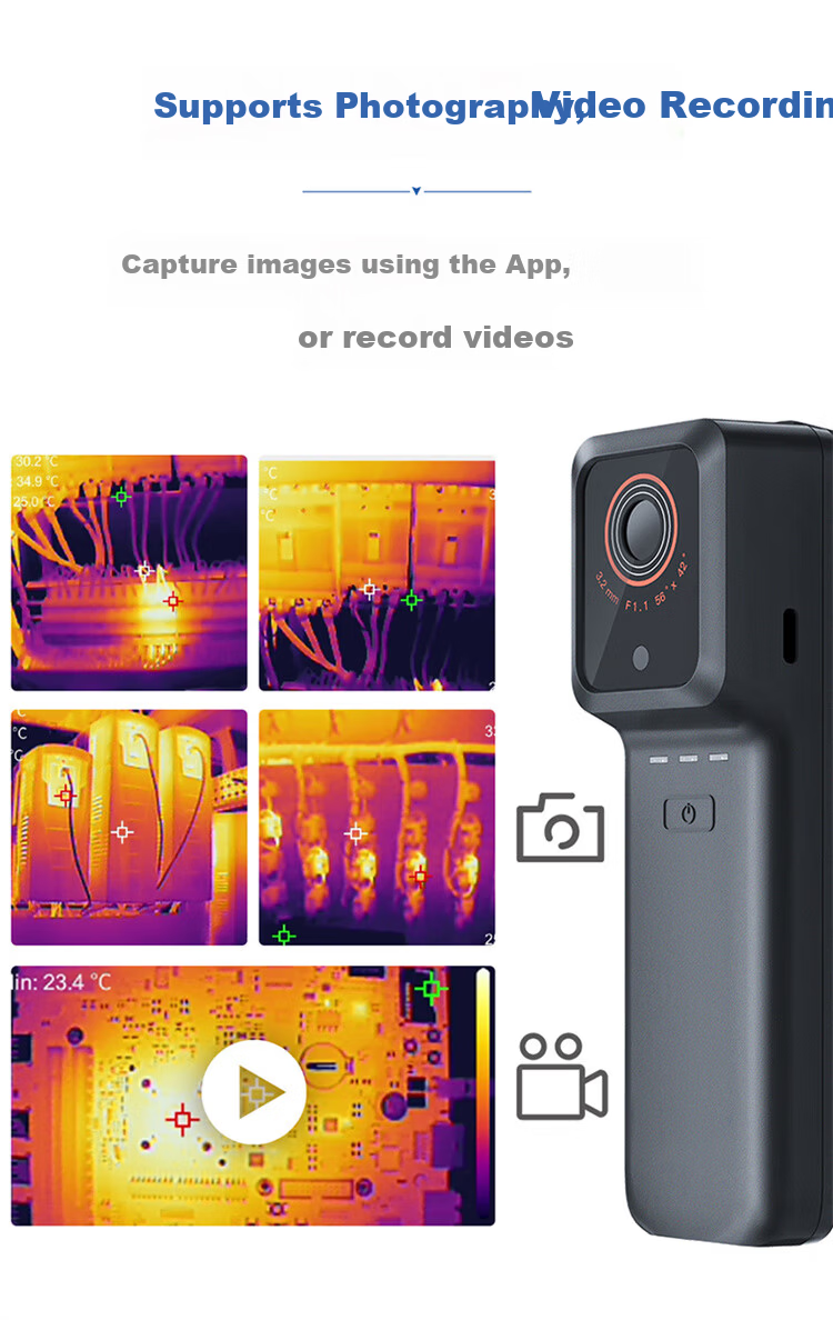RAYTHINK Thermal Imaging Camera, Mobile Infrared Thermal Imager, Night Vision Device, Industrial Temperature Meter, Power Patrol Detector Leak Meter IX2 AIR 4