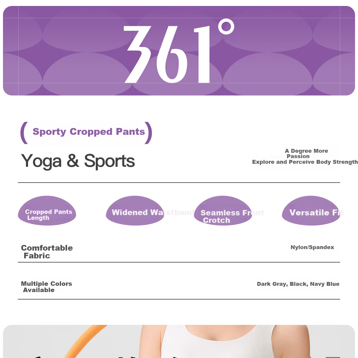 361° 3/4 Length Sports Pants 7A Grade Antibacterial Yoga Running Pants Spring Edition 1