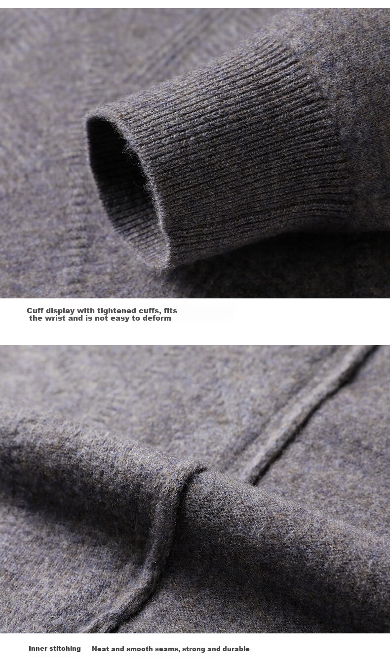 Hengyuanxiang Men's Thickened 100% Pure Wool Sweater Winter Red Knitwear for Young and Middle-aged Men 23