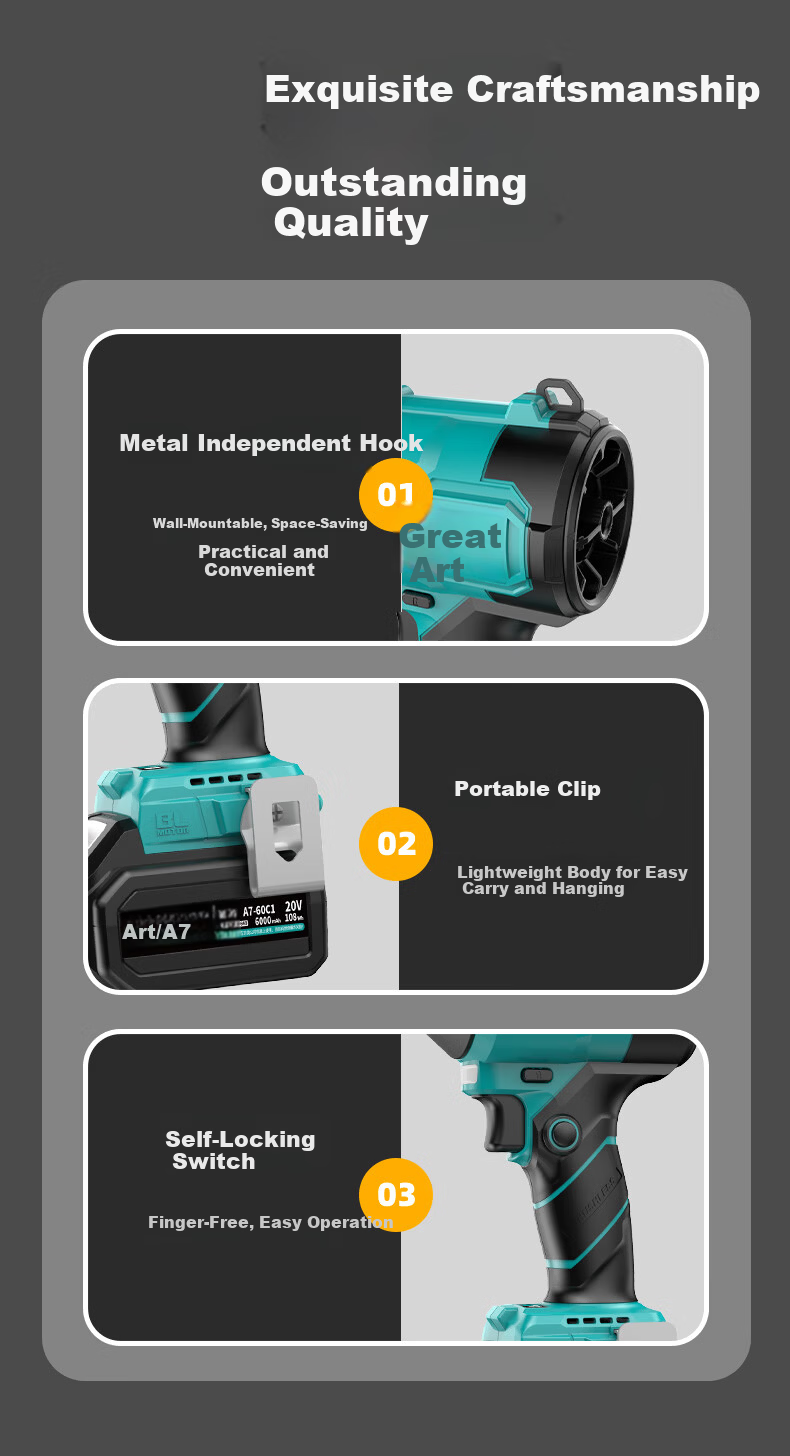 Dayi Lithium Battery Brushless Dust Blower Fan 20-215 (Bare Machine) Industrial Strong Wind Blower 10