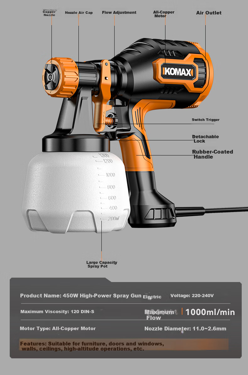KEMAISI Electric Paint Sprayer Household Paint Spray Gun Latex Paint Spraying Machine High Atomization Spray Machine 25