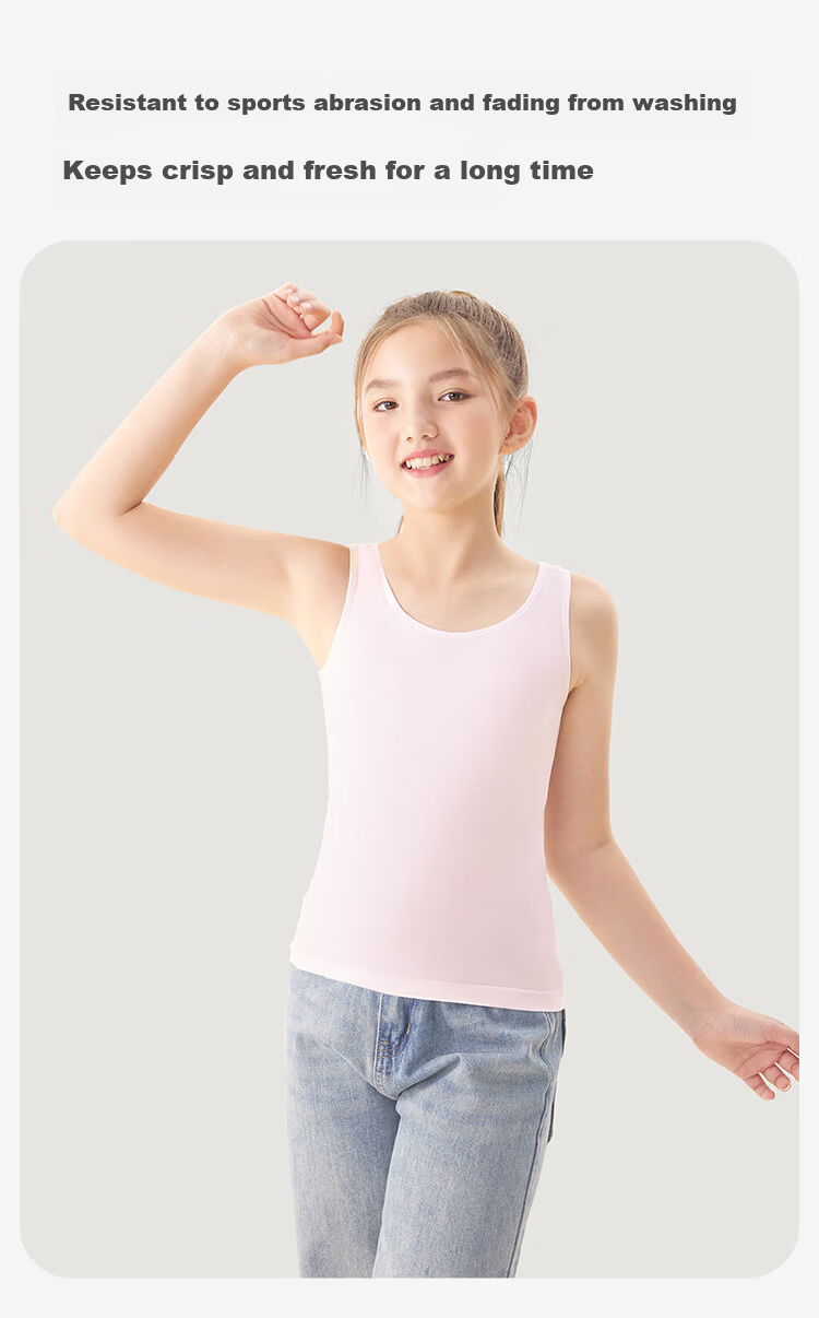 Jiusuiban Children's Vest Girls' Four-Season A-Class Antibacterial Wide Shoulder Base Shirt Student School Uniform Anti-Exposure Mid-Length Underwear 6