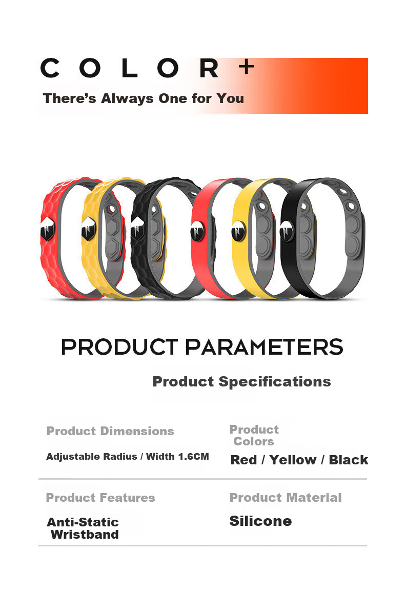 Beifute Anti-Static Wristband Wireless Silicone Adjustable Ion Static Discharge Bracelet 6