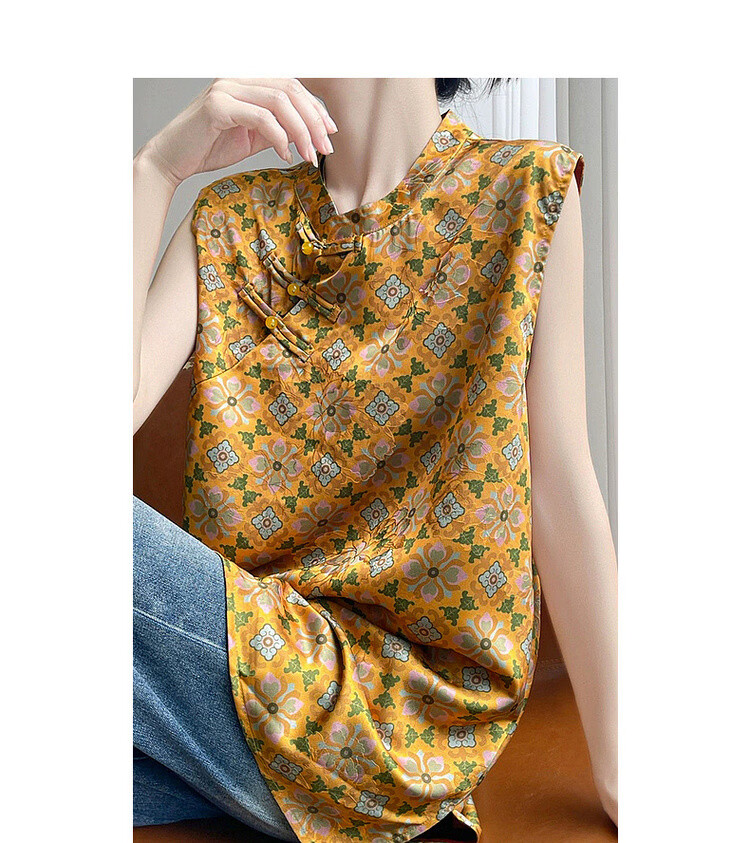 Demana [Oriental Aesthetics] Spring National Style New Chinese Satin Jacquard Shirt with Frog Buttons Mid-Length Women's Blouse 10