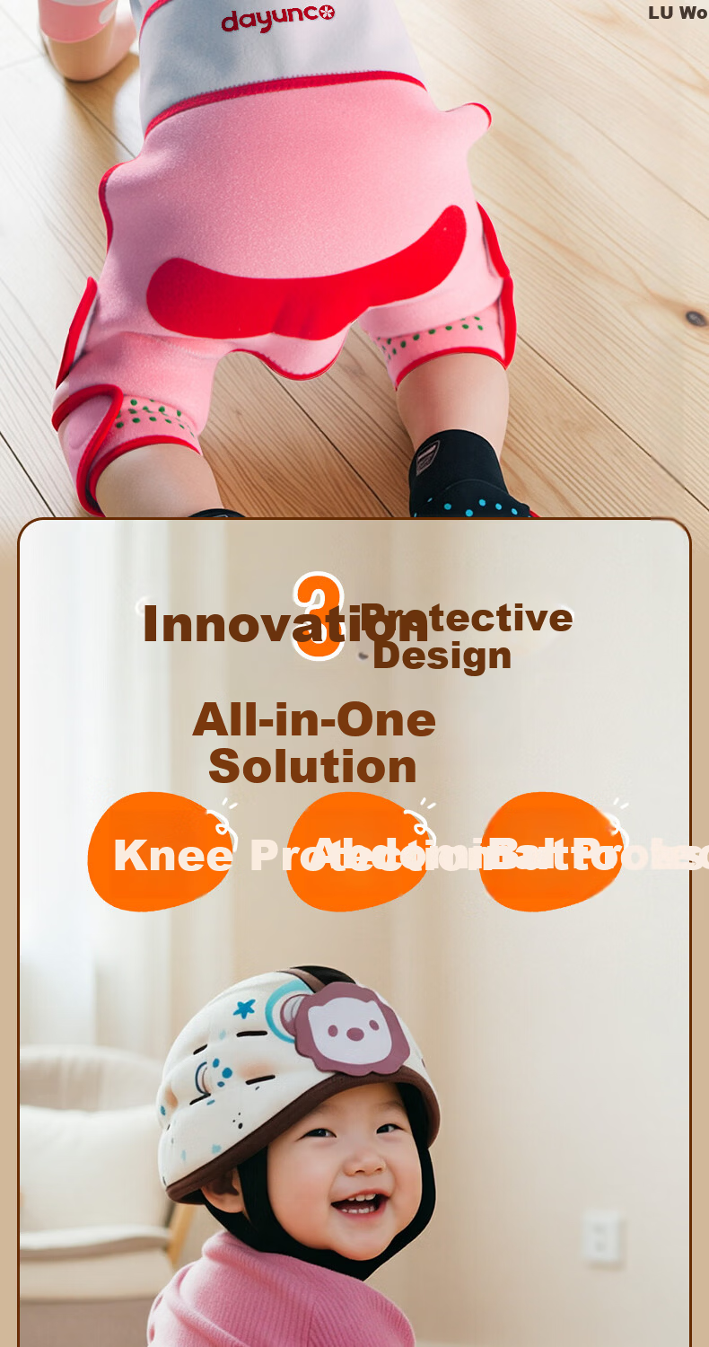 Kangshu Baby Crawling Suit Unisex Indoor Outdoor Anti-Dirt Knee Pads Belly Protection Diaper Cover Floor Cooling Isolation 5