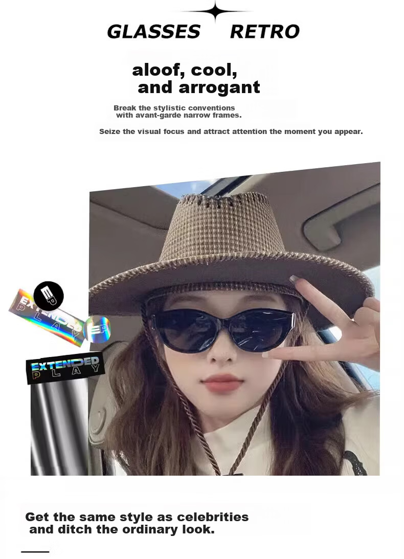 Colore.in Cat Eye Sunglasses for Women, Retro Hot Girl Style, Small Face, Small Frame, GM Glasses, 2026 New Style, UV Protection, Polarized Sunglasses 6