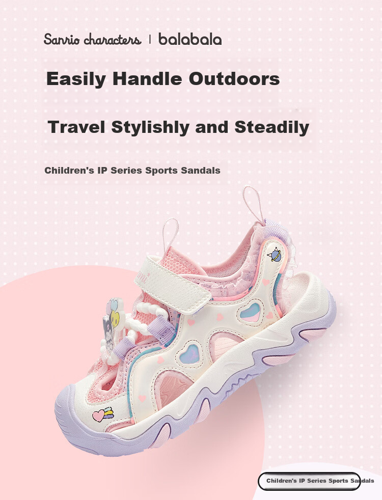 Balabala [Sanrio IP balaOne] Kids Sandals Girls Sports Shoes 2026 Summer New Beach Shoes 1