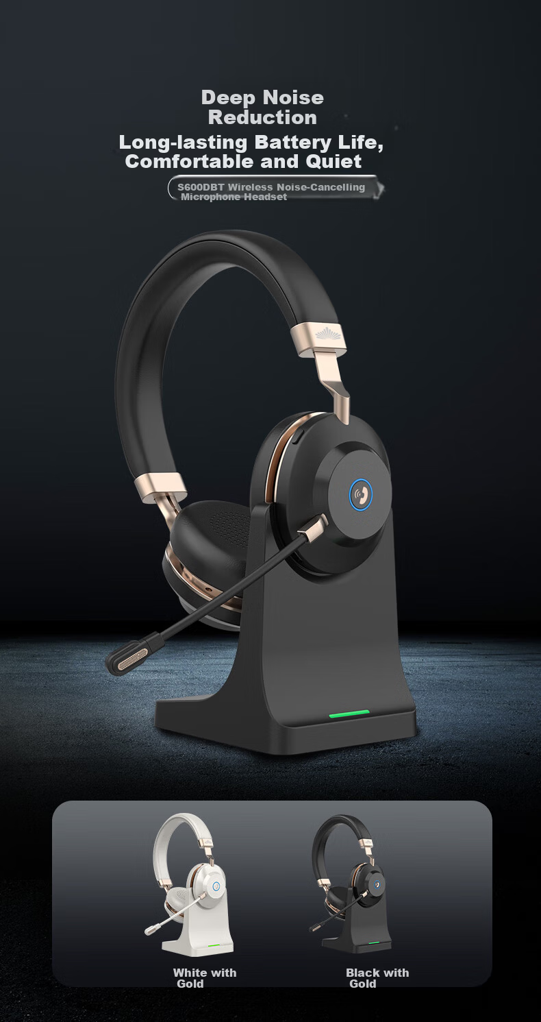 Yijiatong Over-Ear Call Center Headset ENC Active Noise Cancelling S600D 3.5MM Single Jack + USB + Type-C Volume Control Button Office Commercial Online Education Black 1