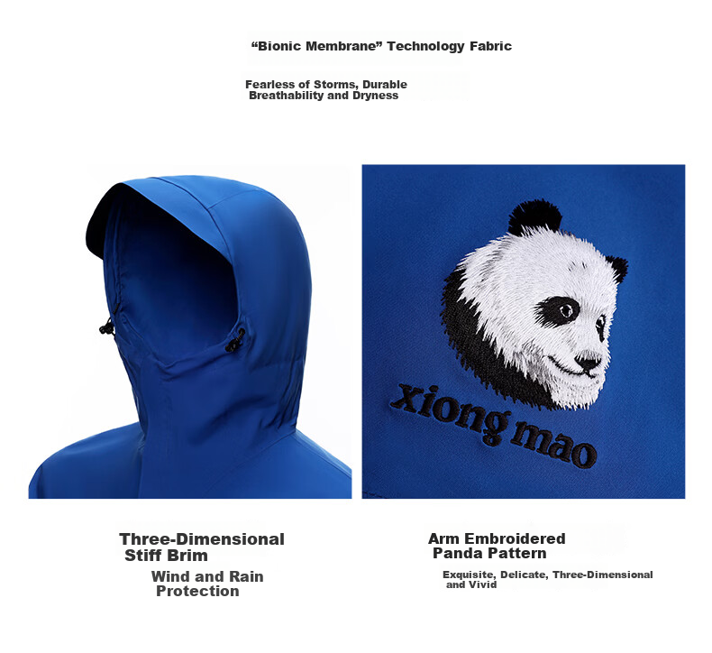 CAMEL Shu Embroidery Blue New Year Series Panda Softshell Jacket Unisex A34BA4L6169Q6 Classic Blue L 18