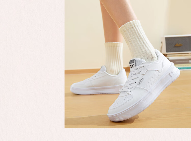361° Qinghe 2 New Trendy Platform Leather Casual Sneakers Women's White Shoes 682636618-4 14