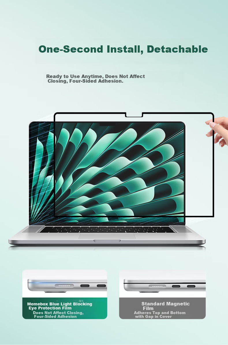 Memebox Magnetic Eye Protection Screen Film for 14-inch MacBook Pro M4/M3, Compatible with 25 Models, Blue Light Protection, HD Screen Protector for Apple Air 14.2 M2 Laptop 8