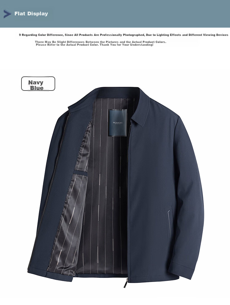ROMON Men's Spring and Autumn Classic Executive Solid Color Business Casual Jacket LM1Z266H9528 4