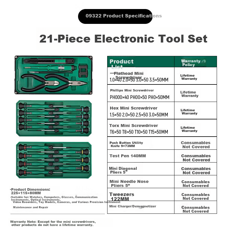SATA 21-Piece Electronic Tool Set 09322