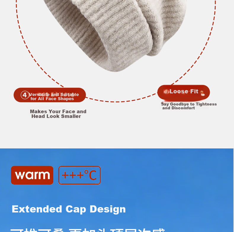 Woodpecker Women's Wool Knit Beanie Autumn Winter Warm Earflap Loose Thickened Wool Blend Hat 8