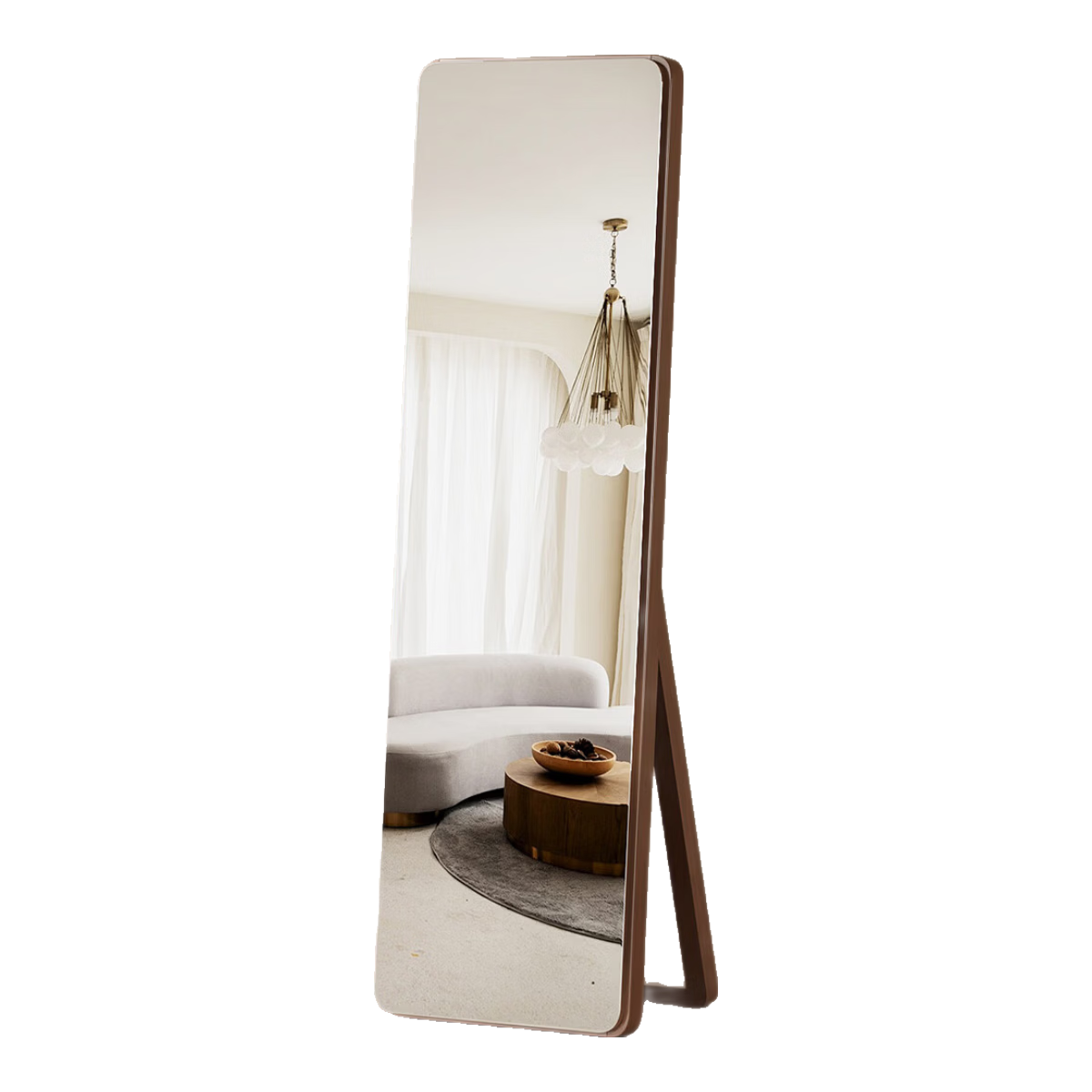 Yousheng Full-Length Mirror Solid Wood Floor Mirror Home Bedroom Dressing Mirror Wall-Mounted Walnut 160x40cm