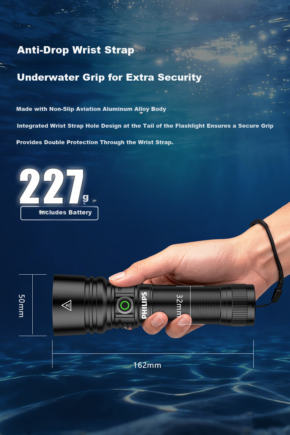 PHILIPS Flashlight High Brightness 200000 Lumens Long Battery Life Portable Military Outdoor Waterproof Rechargeable Durable Home Emergency 3251 9