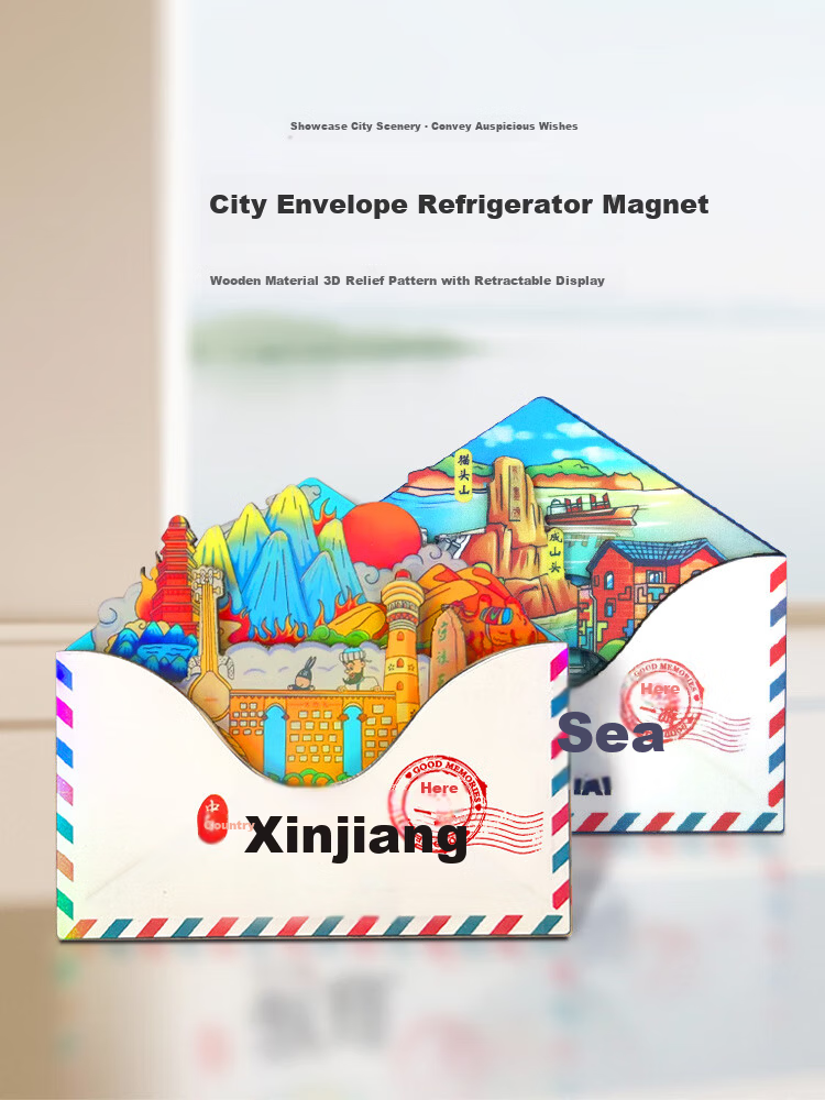 Aimo Hui China City Xinjiang Tourist Attraction Wooden 3D Creative Magnetic Refrigerator Sticker Cultural and Creative Decoration 1