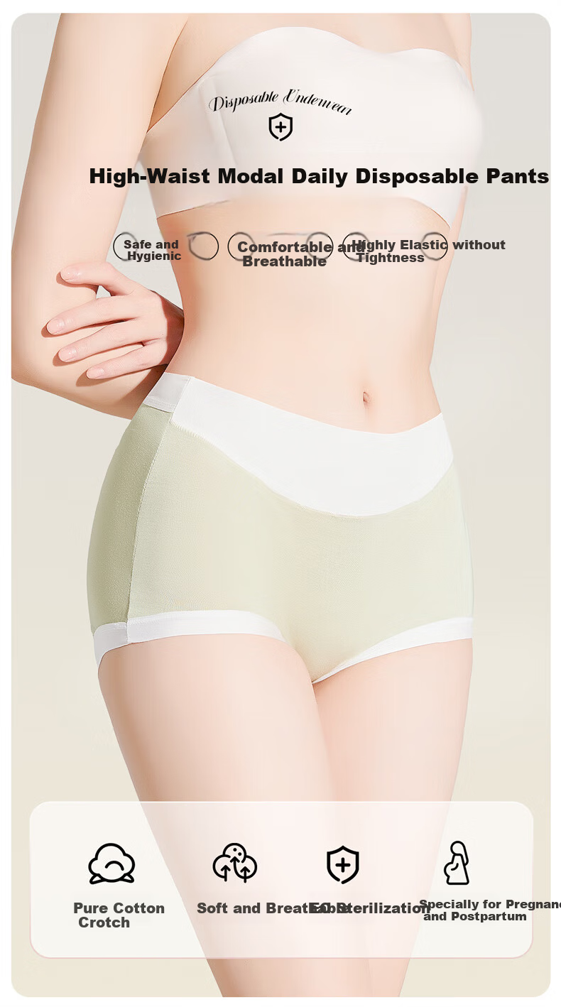 Liomirror Disposable Women's Modal Sterile Travel Mid-Waist Maternity Postpartum Plus Size Daily Use Underwear 5 Pieces XL 1