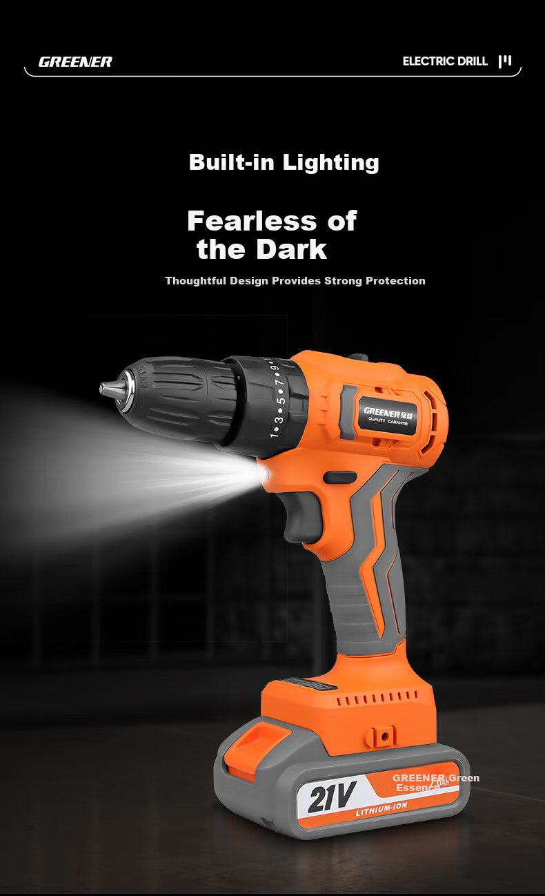 GREENER Brushless Drill Multi-Function Tool Kit Repair Set, 21V Brushless Dual-Speed Drill, 112 Pieces 17