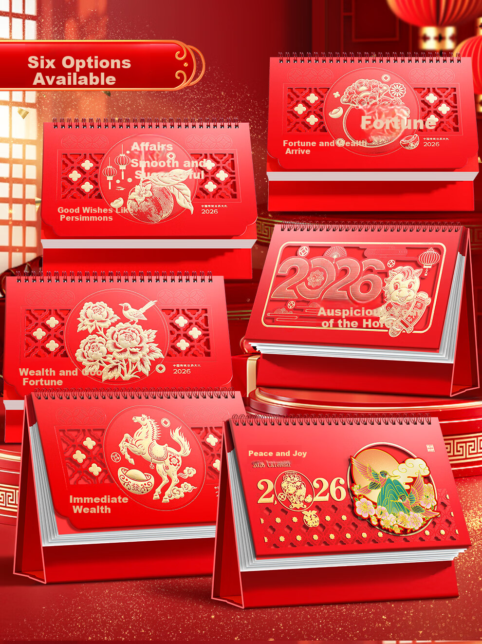 Langjie 2026 Desk Calendar Red Horse Year Monthly Large Grid Writing Planner Office Desktop Calendar Customizable 3