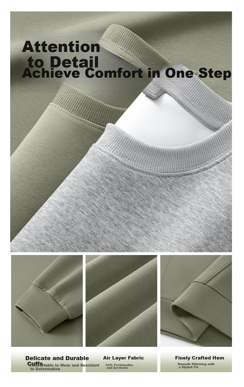 Baleno Sweatshirt for Men, 2026 Spring And Autumn New Trendy Loose-Fit Three-Dimensional Cut High-Quality Solid Color Base Layer Pullover Round Neck Top 10