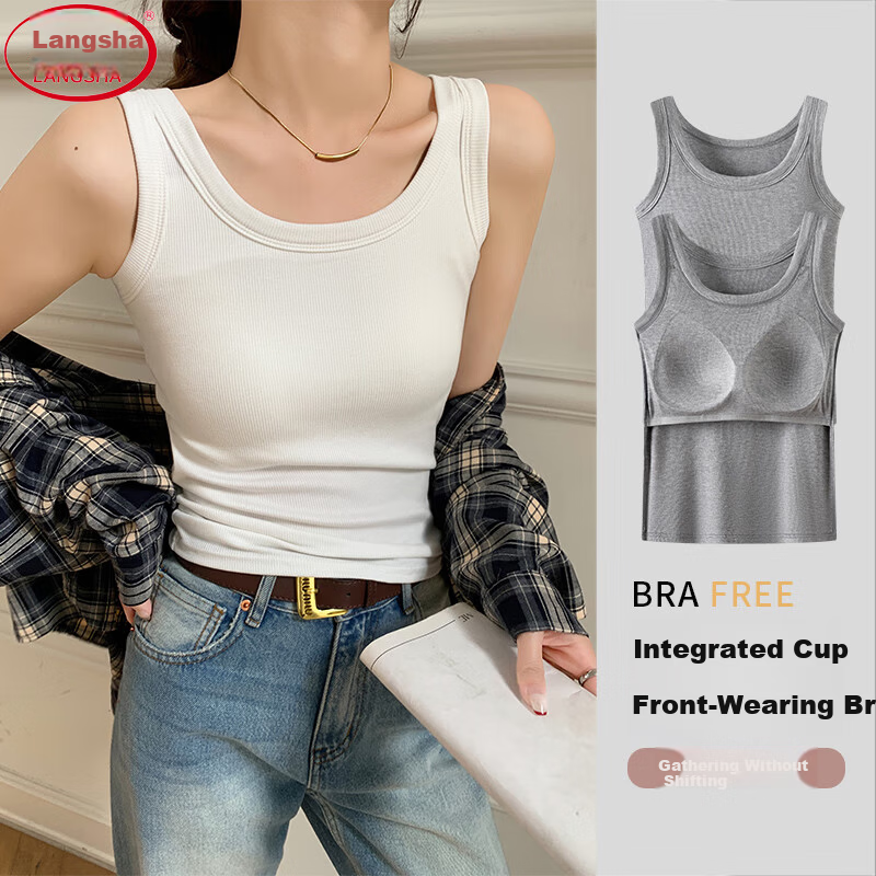 LangSha Padded Camisole Tank Top for Women, Modal Slim Fit Plus Size Beautiful Back Base Shirt