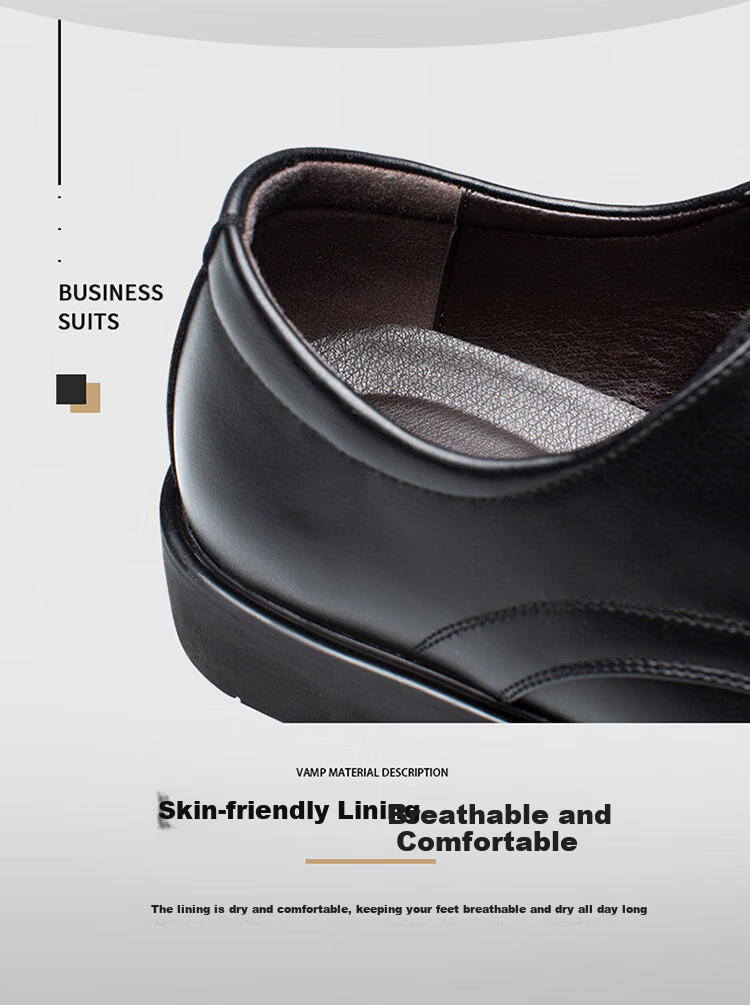 Hengyuanxiang Men's Leather Shoes Business Casual Lace-up New Formal Derby Work Wedding Shoes J37929 Black 38 6