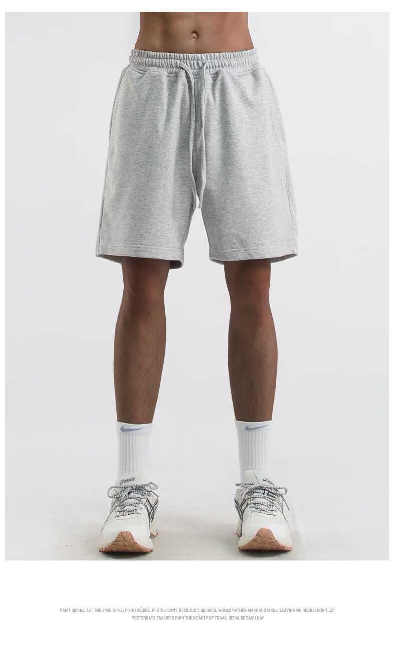 MMOPTOP Heavyweight American Casual Men's Summer Loose Simple Sports Shorts Versatile Five-Point Pants MDK22 Gray L 7
