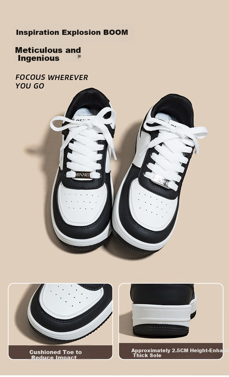 RENBEN Classic Versatile Chic Women's Shoes Small Niche Thick Sole Casual White Sneakers Simple Ultra Soft Comfortable Skate Shoes 2