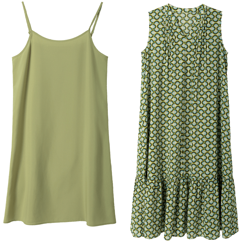Demana Sweet Urban Summer Lazy V-Neck Chiffon Sleeveless Loose Slim A-Line Dress for Petite Women