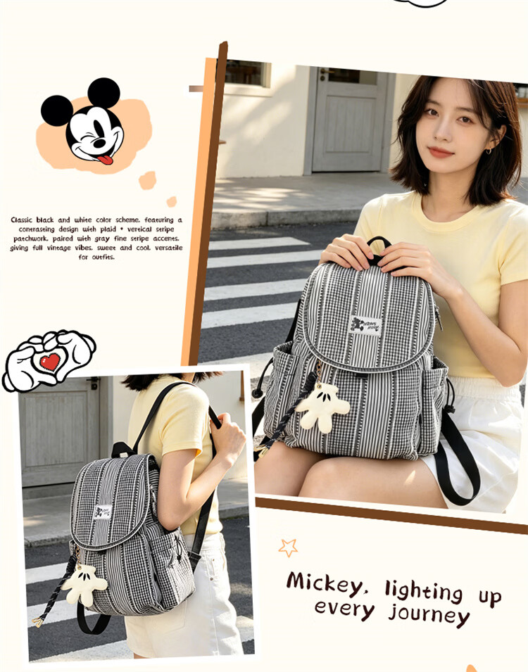 Disney Mickey Print Lightweight Canvas Backpack for Women Girls Birthday Gift 5