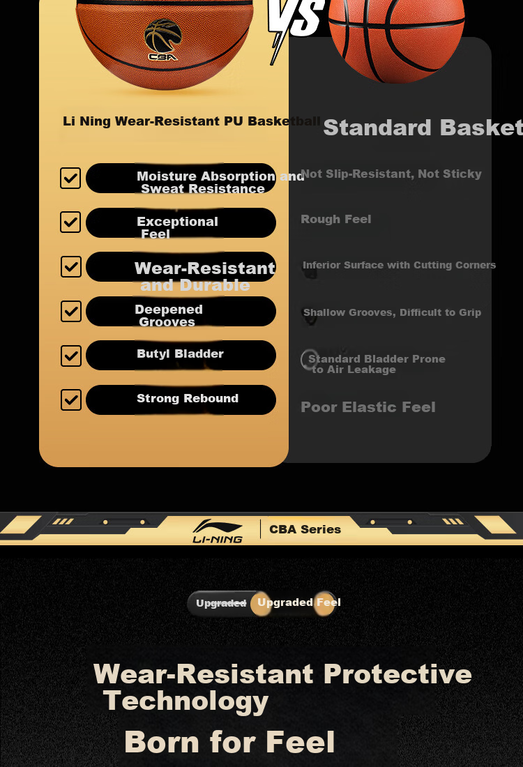 LI-NING Basketball Size 7 CBA Official Game Ball Adult Youth Indoor Outdoor Dustproof Moisture-Absorbent Standard Basketball 091-2 4
