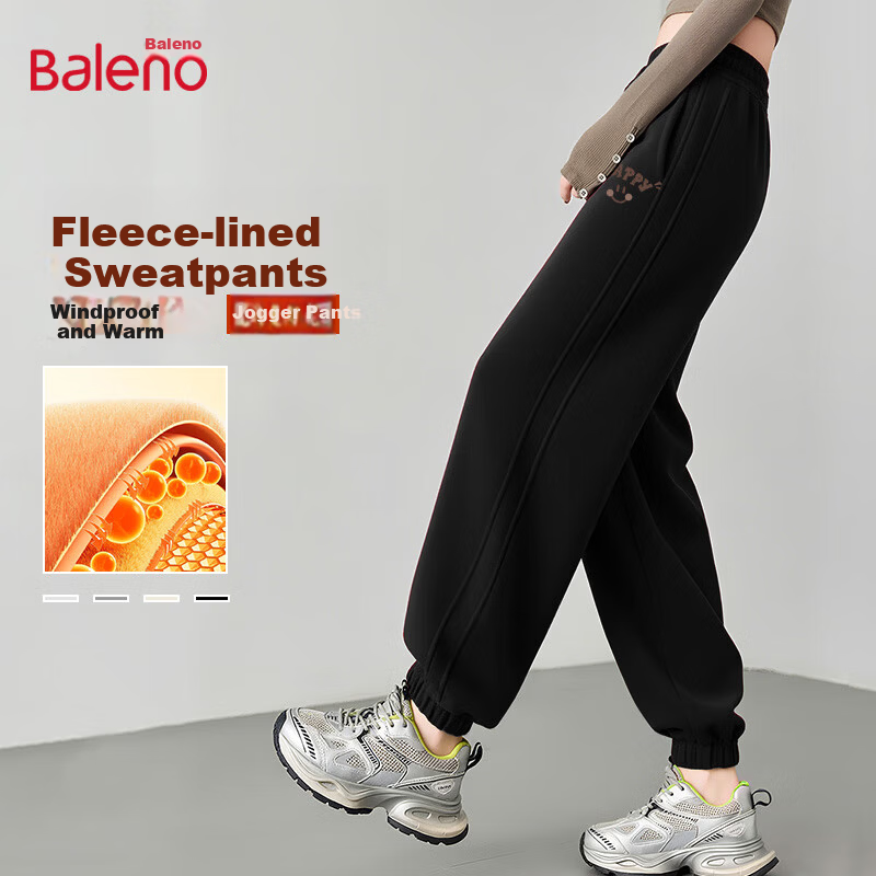 Baleno Women's Fleece-Lined Sports Pants 2025 New Autumn Winter Thickened Harem Pants Casual Warm Windproof Jogger Sweatpants
