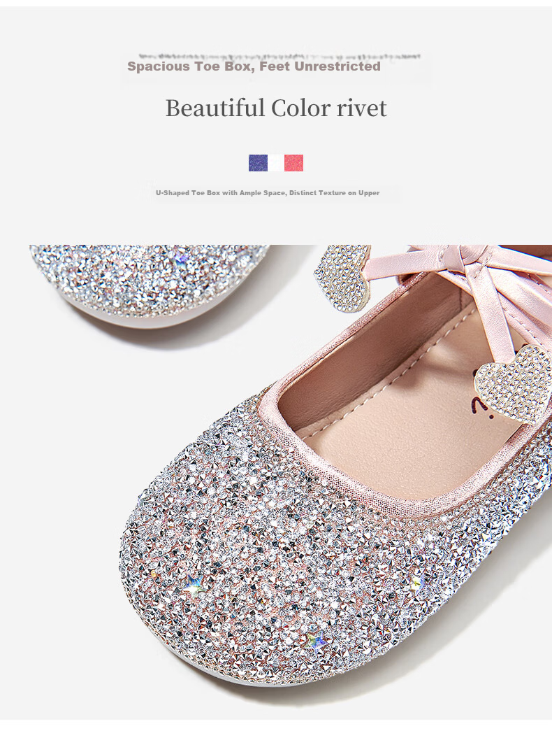Balaqi Kids Shoes 2026 New Girls Spring Autumn Princess Style Stage Crystal Shoes Girls Rhinestone Leather Shoes BL3581 Pink Size 30 5