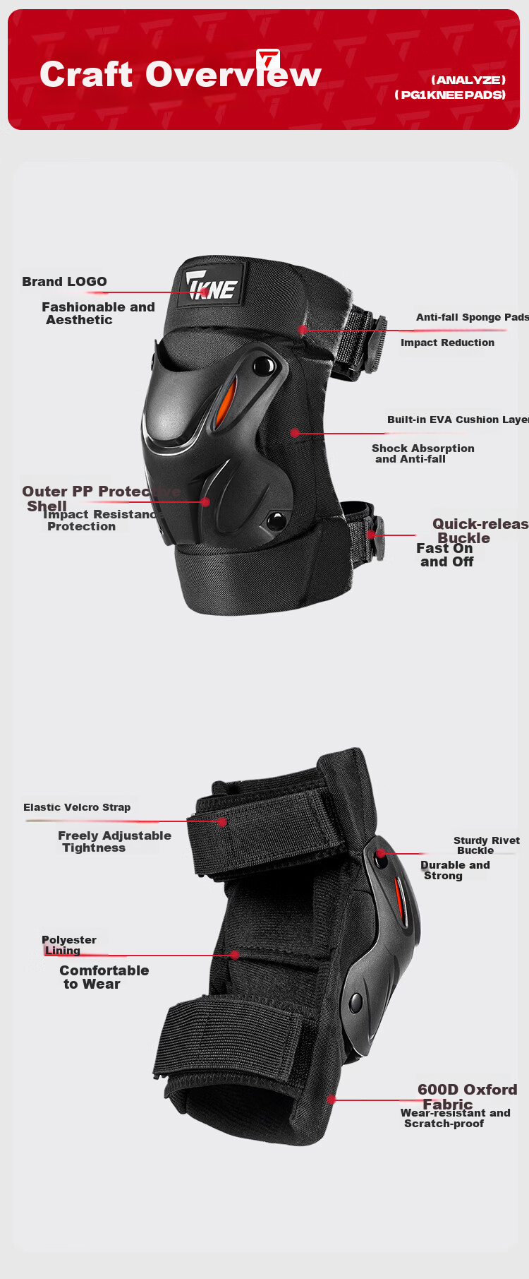 TKNE Motorcycle Knee and Elbow Guards Electric Vehicle Protective Gear Four-Season Windproof Riding Anti-Fall Leg Guards Knee Pads Two-Piece Set 3