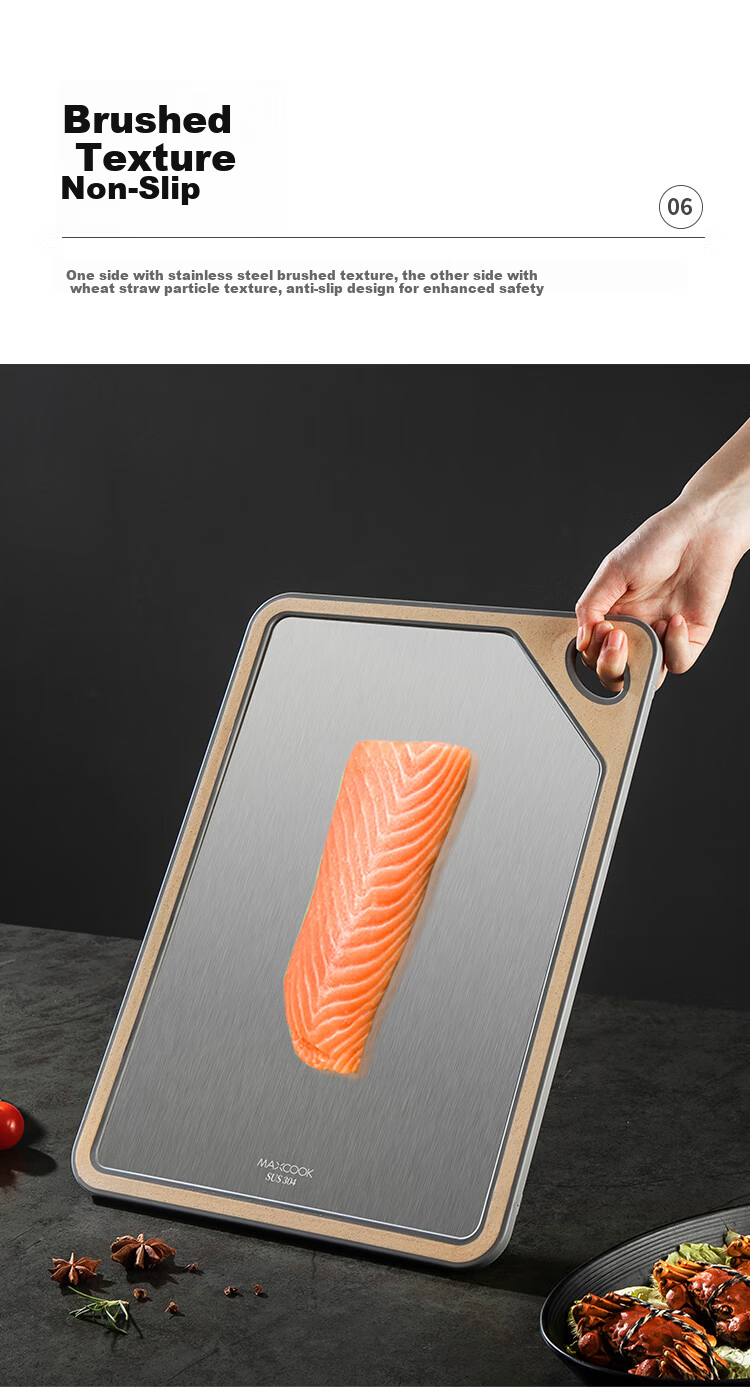 MAXCOOK Pure Titanium Cutting Board Double-Sided Food-Grade PP Anti-Mold Kitchen Chopping Board 38x26x2cm MCPJ6099 11