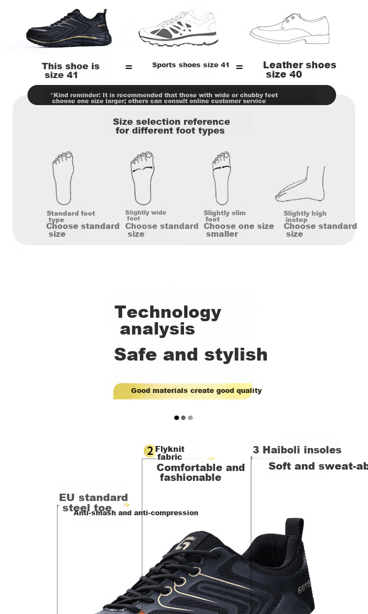 GUYISA Men's Summer Breathable Steel Toe Anti-Smash Anti-Puncture Ultra-Light Comfortable Safety Work Shoes 3050 Size 42 5