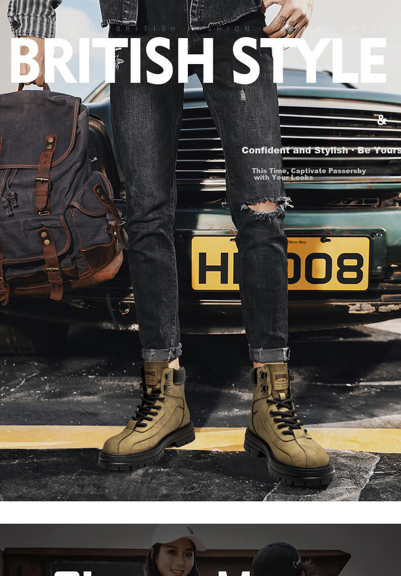 Bull Family Martin Boots Men Autumn Winter New British Style Men's Boots Thick Sole Genuine Leather Work Boots Men 1