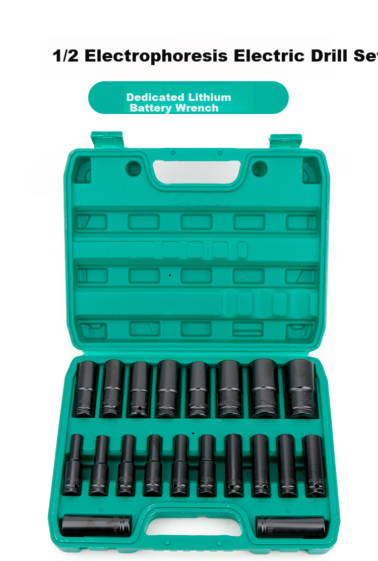 GeeLii Electric Wrench Socket Set, Extended Hex Impact Socket Set, 10 Pieces, 8-24mm, 81001 1