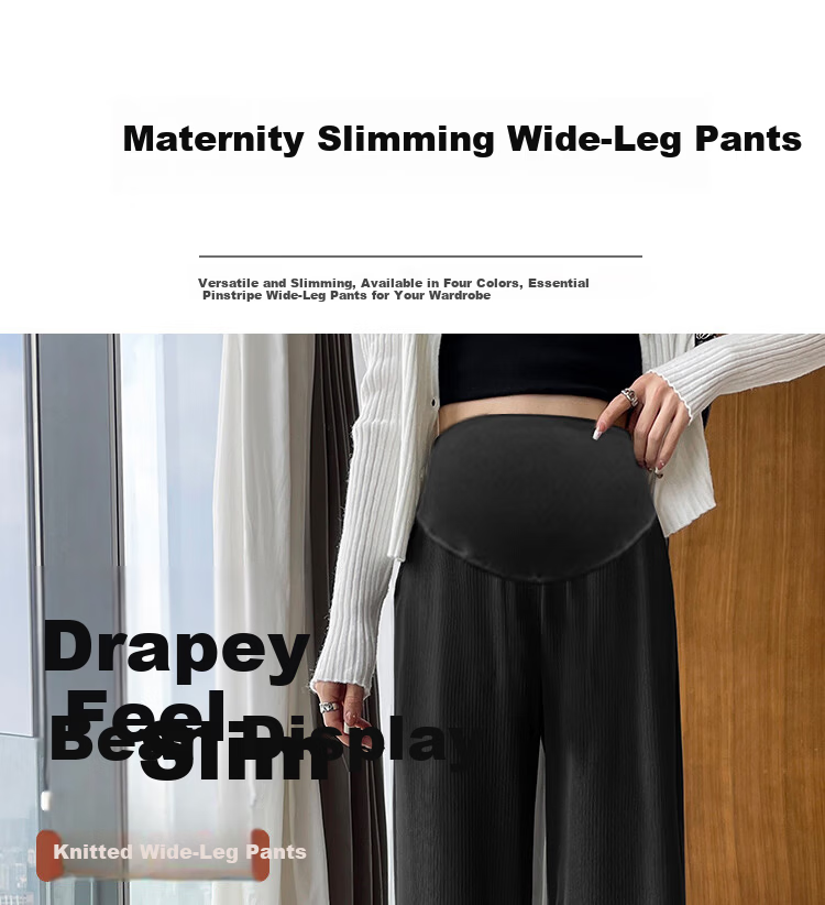 JOYNCLEON Maternity Pants, Spring And Autumn, Petite Casual Wide-Leg Trousers, Base Layer Or Outer Wear Pants, Black, 2XL, Jyk86701 1