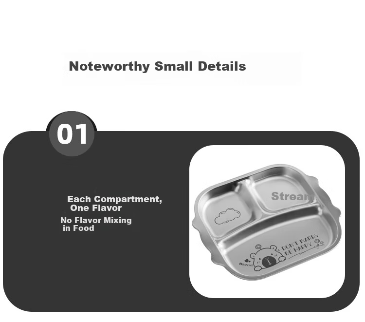 Banwu Life 304 Stainless Steel Meal Divider Plate Weight Loss 211 Compartment Plate Adult Portion Control Plate Food Divider Tray 16