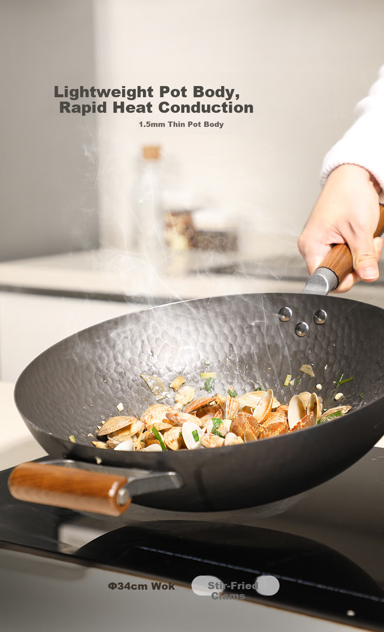 Melong Meili Athens 30cm Pure Iron Wok Non-Coated Healthy Non-Stick Home Cooking Pan 5