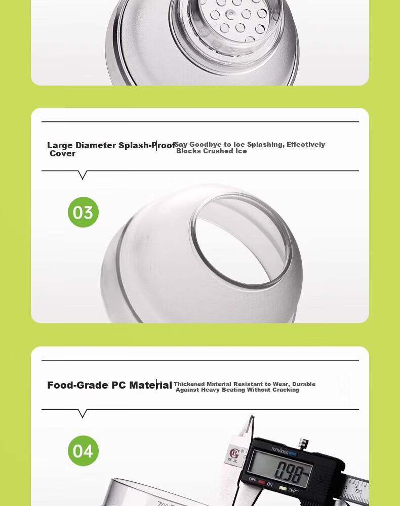 Maomiyoupin High Borosilicate Glass Shaker Set, Hand-Shaken Lemon Tea Tool, Cocktail Mixer, Milk Tea Ice Crusher, Juice Muddler 14