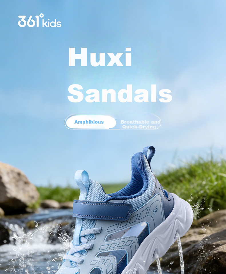 361° Kids Sports Shoes Summer 26 Boys and Girls Soft Cushioned Breathable Outdoor Creek Sandals Blue Size 38 1