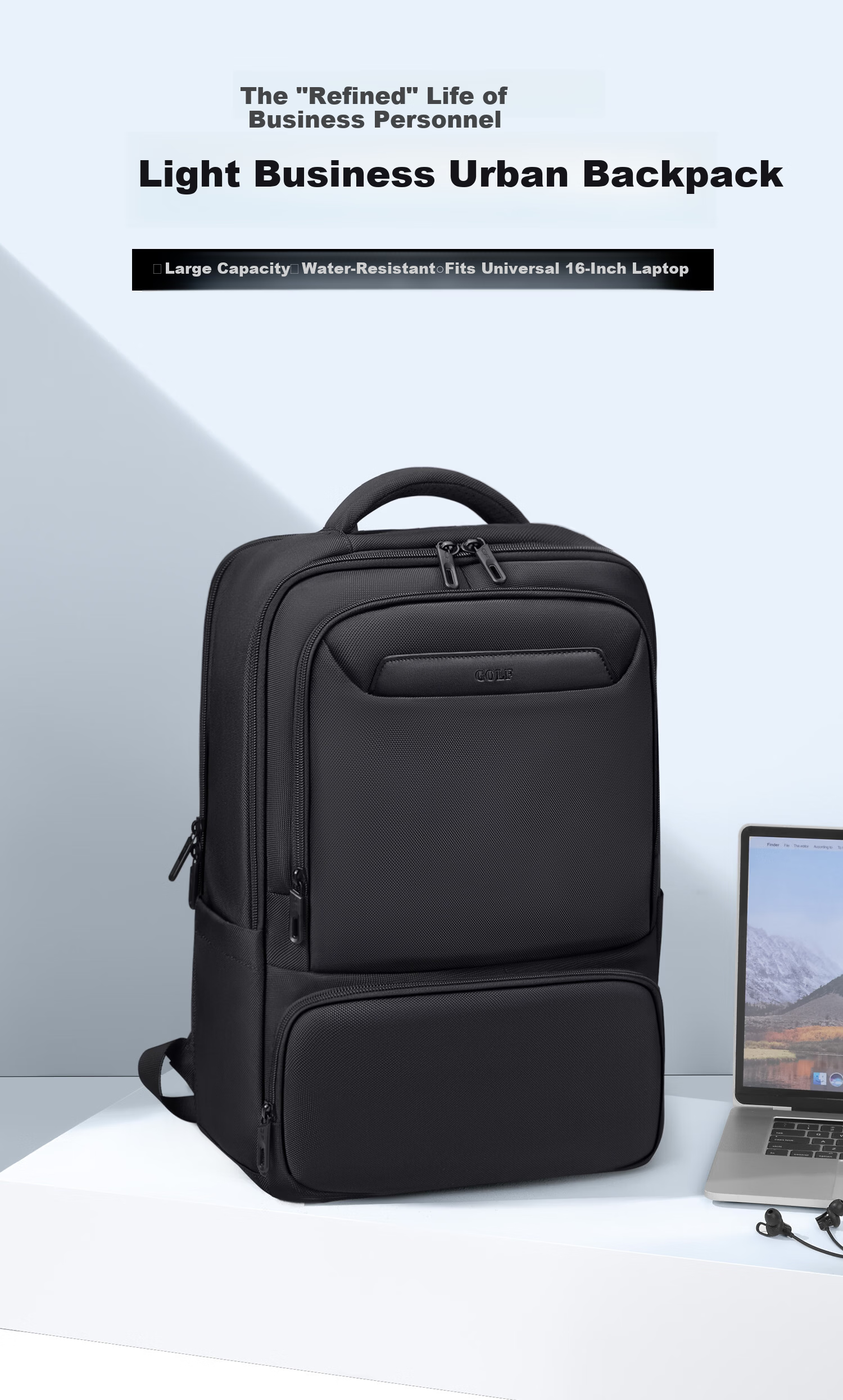 GOLF Men's Business Laptop Backpack 16/15.6 Inch Multi-Compartment Travel Commuter Bag 1