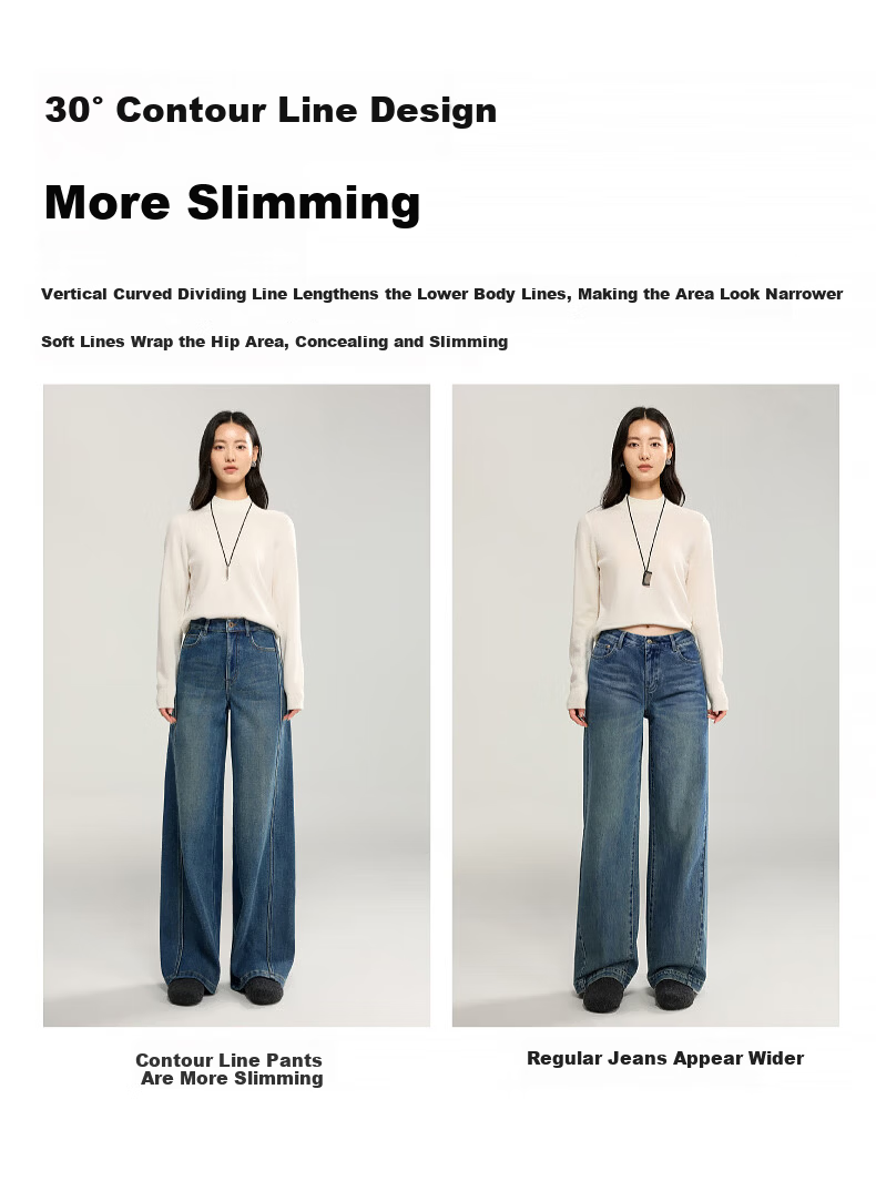 ESE-Y [Thread Sculpting Pants] Straight-Leg Jeans for Women 2026 Spring New Loose Floor-Length Wide-Leg Pants Dark Blue 28 6