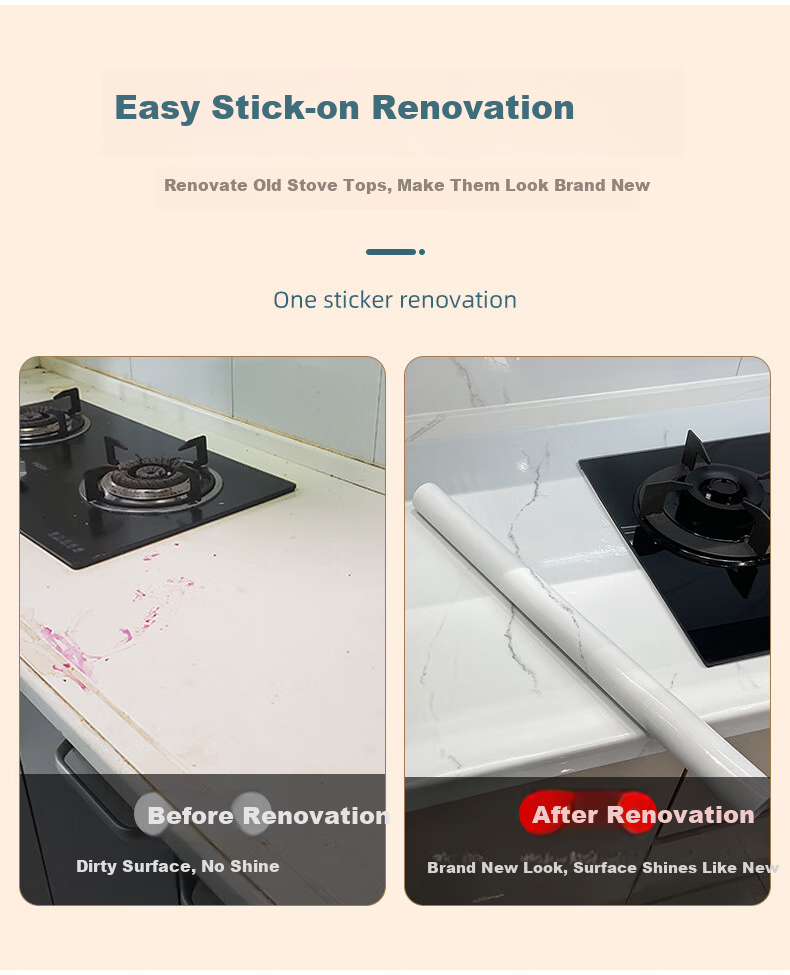 Xinuo Thickened Desktop Sticker Waterproof Oil-proof Self-adhesive Marble Tabletop Renovation for Stove Desk Dining Table Coffee Table Furniture 4