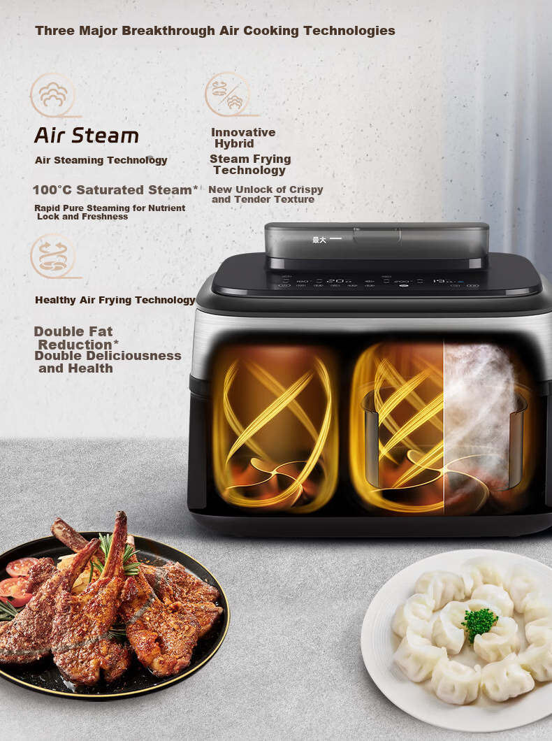 PHILIPS Double-Layer Stackable Air Fryer 10L Large Capacity Home Use Upper and Lower Double-Layer Visible Panoramic Skylight Air Fryer 2025 New Model NA462 Gift Included 12